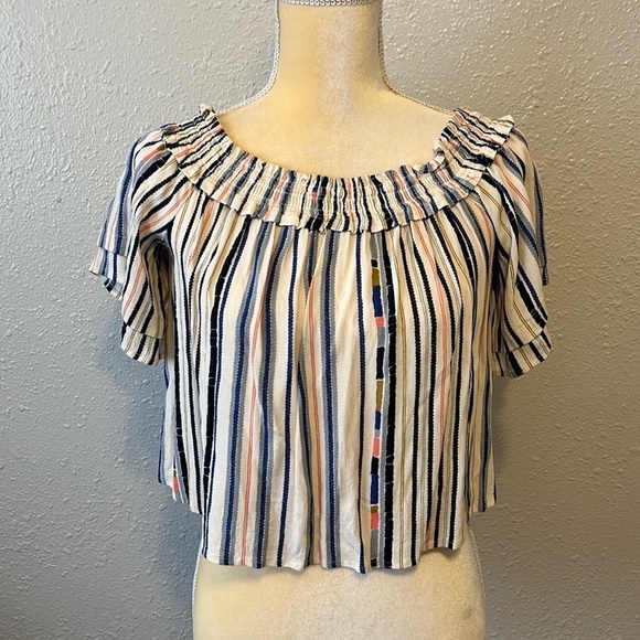 ASTR Off The Shoulder Colorful Stripes Top Size S - Picture 1 of 4
